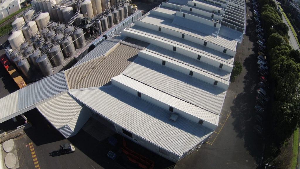 New roofs across the interlinked winery buildings